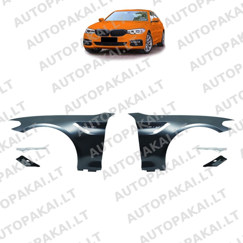 Front Fender Set W/Side Vents Chrome for BMW 5 (G30,G31) 2016->