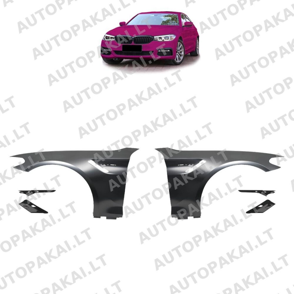 Front Fender Set W/Side Vents Black for BMW 5 (G30,G31) 2016->
