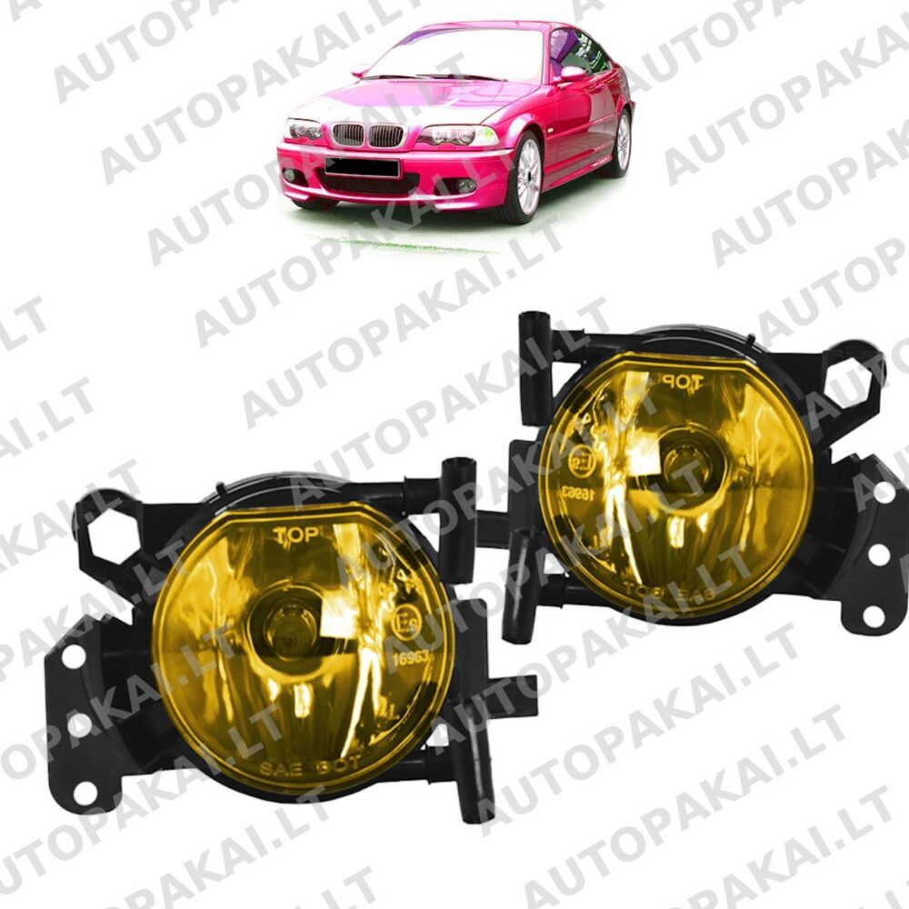 Geltoni rūko žibintų komplektas BMW 3 E46 5 E60, E61 3 E90, E91 6 E63, E64 X3 E83 98-06