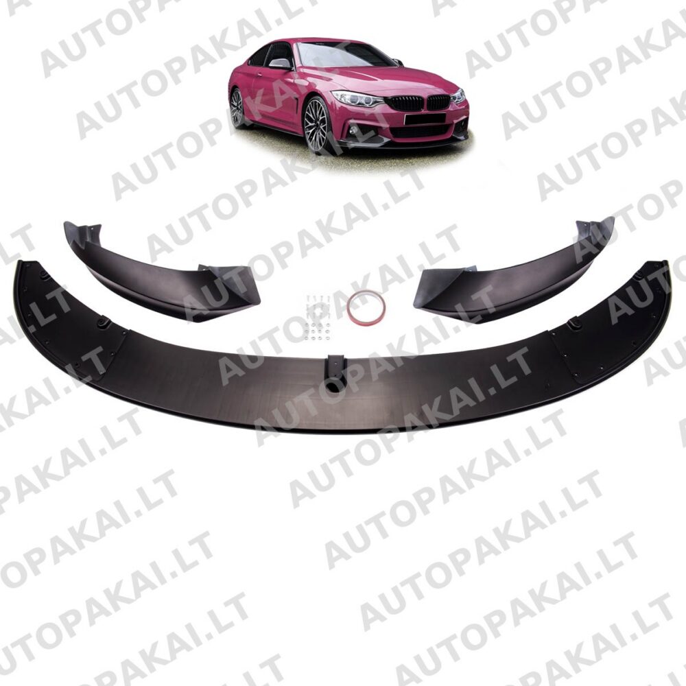 Priekinis spoileris, matinės juodos spalvos, skirtas BMW 4 F32, F33, F36 Coupe Cabrio GranCoupe 13-20