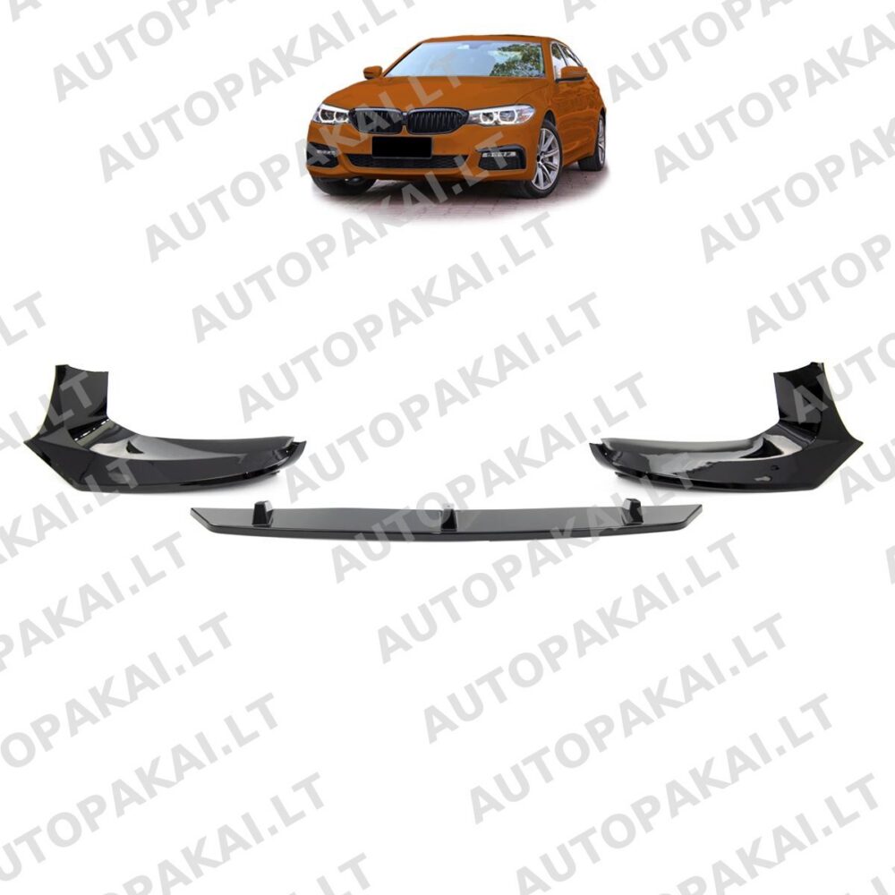 Priekinis spoileris su lūpų blizgesiu, juodas, skirtas BMW 5 (G30, G31) Pre-Facelift 2017-2020