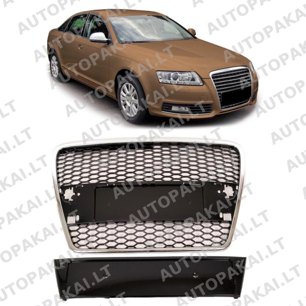 Grille Chrome & Gloss Black for AUDI A6 C6 4F Sedan Avant PreFacelift 04-08