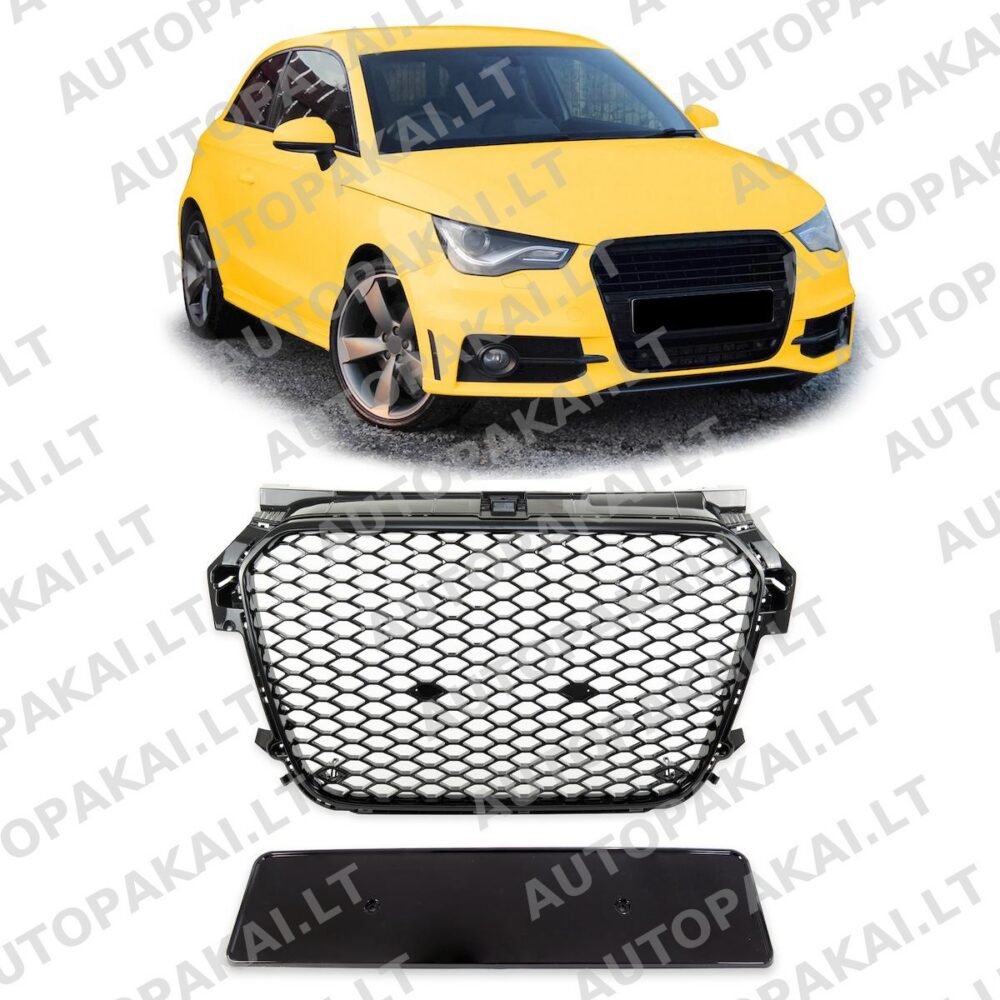 Priekinės grotelės blizgios juodos, tinkančios AUDI A1 8X Hatchback Sportback 10-14