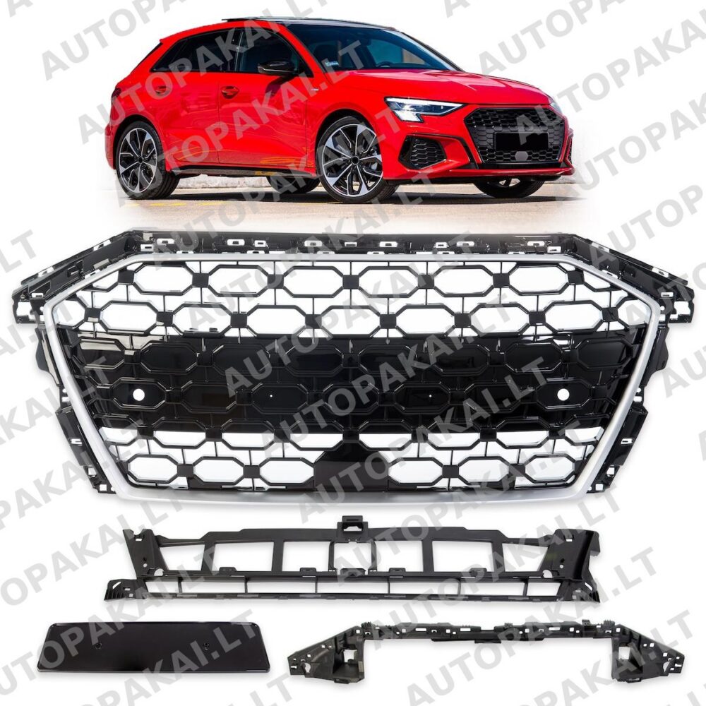 Front Grille Silver suitable for AUDI A3 8Y Sportback Sedan 20-