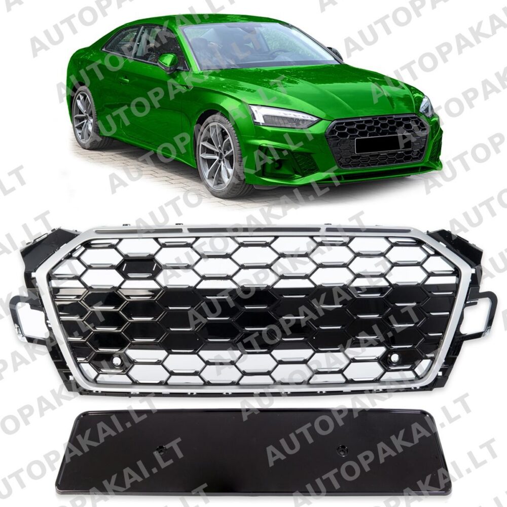 Priekinės grotelės sidabrinės, tinkančios AUDI A5 F5 Coupe Cabrio Sportback 20-24