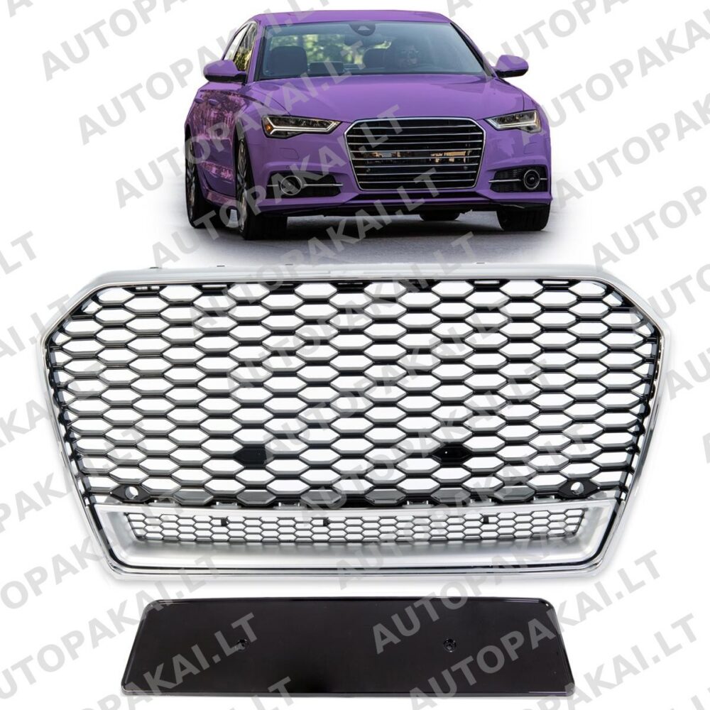 Front Grille Silver & Gloss Black suitable for AUDI A6 C7 4G Sedan Avant 15-18