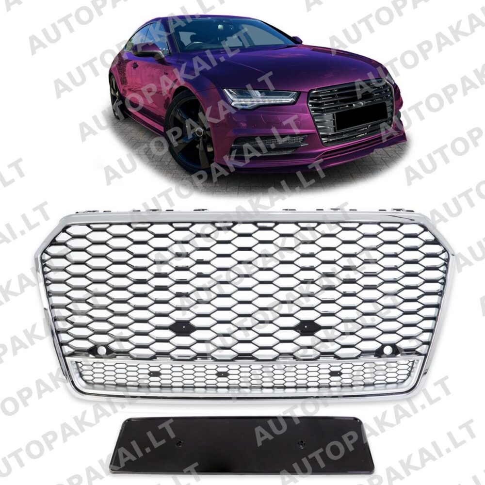 Priekinės grotelės chromuotos ir blizgios juodos, tinkančios AUDI A7 4G Sportback 14-18