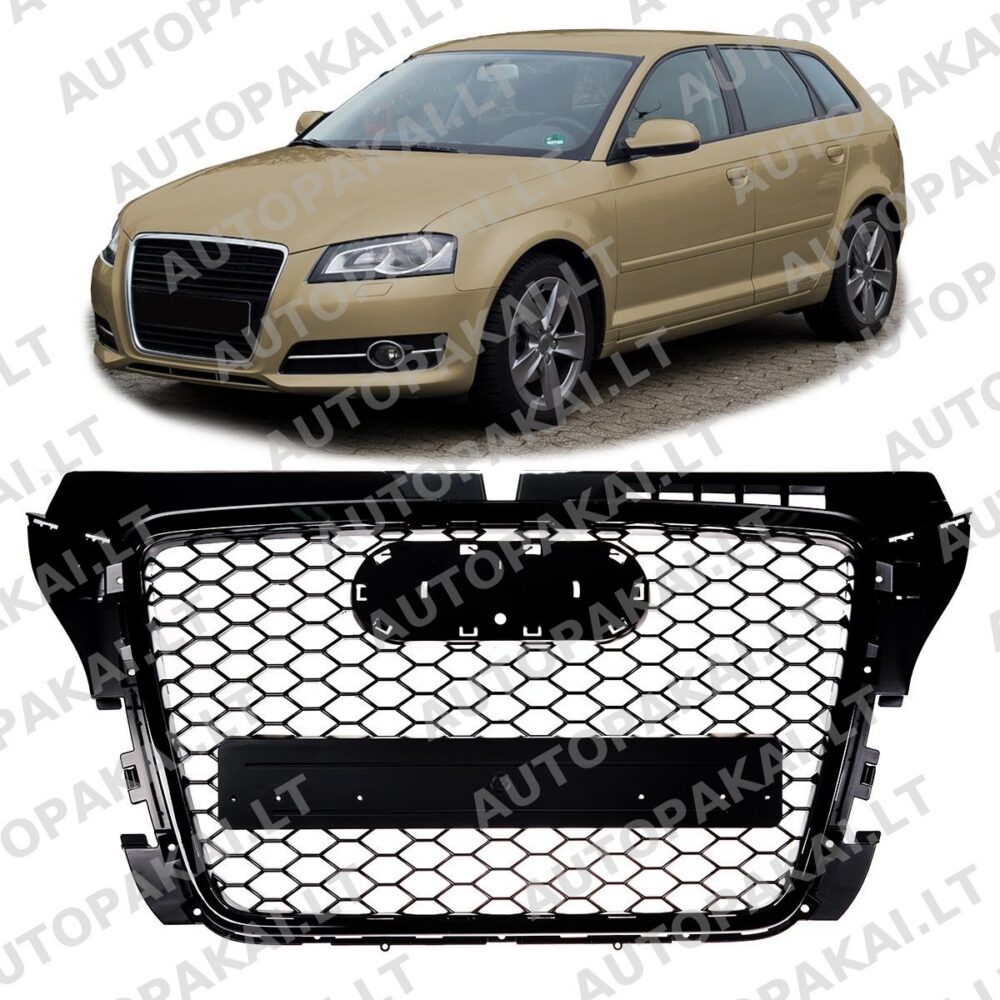 Grille Gloss Black W/O PDC for AUDI A3 8P Facelift 2008-2012