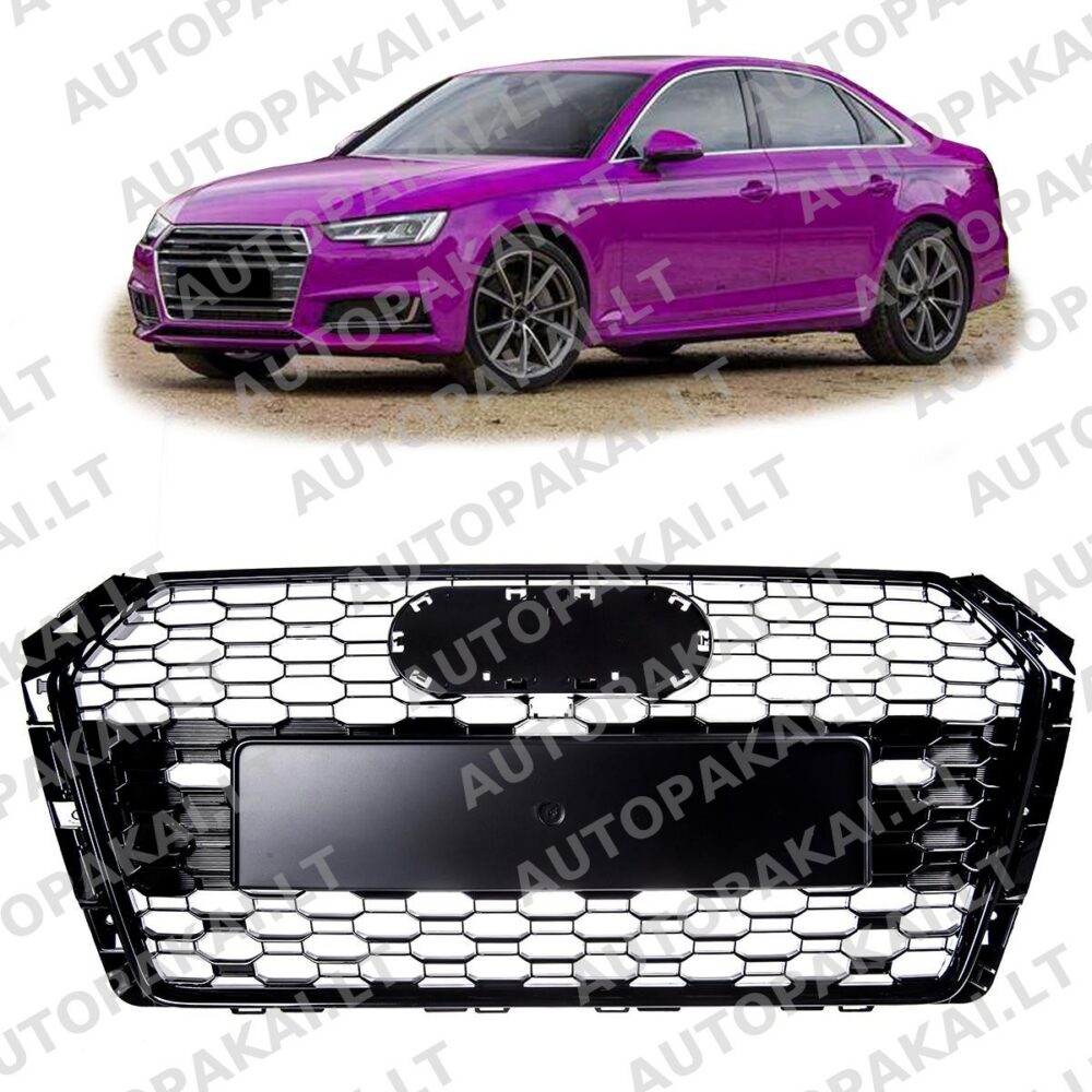 Front Grille Gloss Black W/PDC suitable for AUDI A4 B9 8W Sedan Avant 16-19