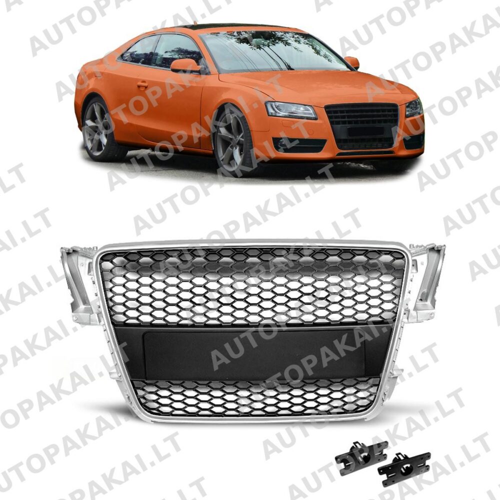 Grille Silver & Black W/PDC for AUDI A5 (8T) Pre-Facelift 2007-2011