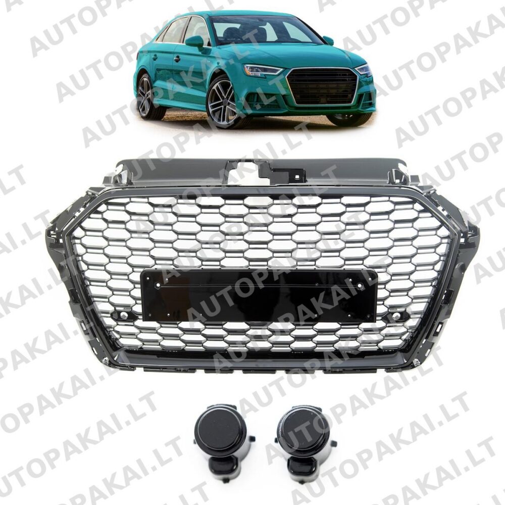 Front Grille Gloss Black suitable for AUDI A3 8V Hatchback Sportback Sedan 16-19
