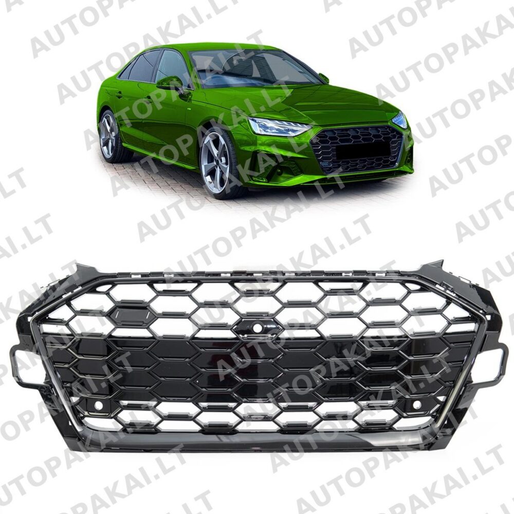 Grille Silver & Black W/Camera for AUDI A4 B9 8W  Facelift 2019-2023