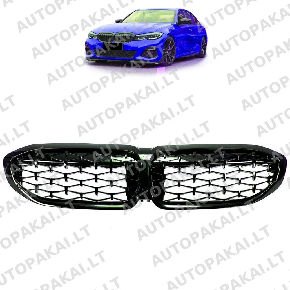 Front Grille Gloss Black suitable for BMW 3 G20, G21 Sedan Touring 19-22 Diamond