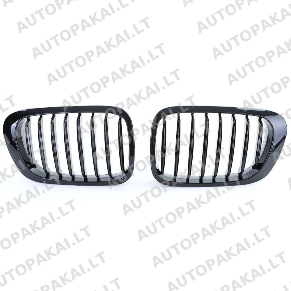 Priekinės grotelės blizgios juodos, tinkančios BMW 3 E46 Coupe Cabrio 99-03 Single Line