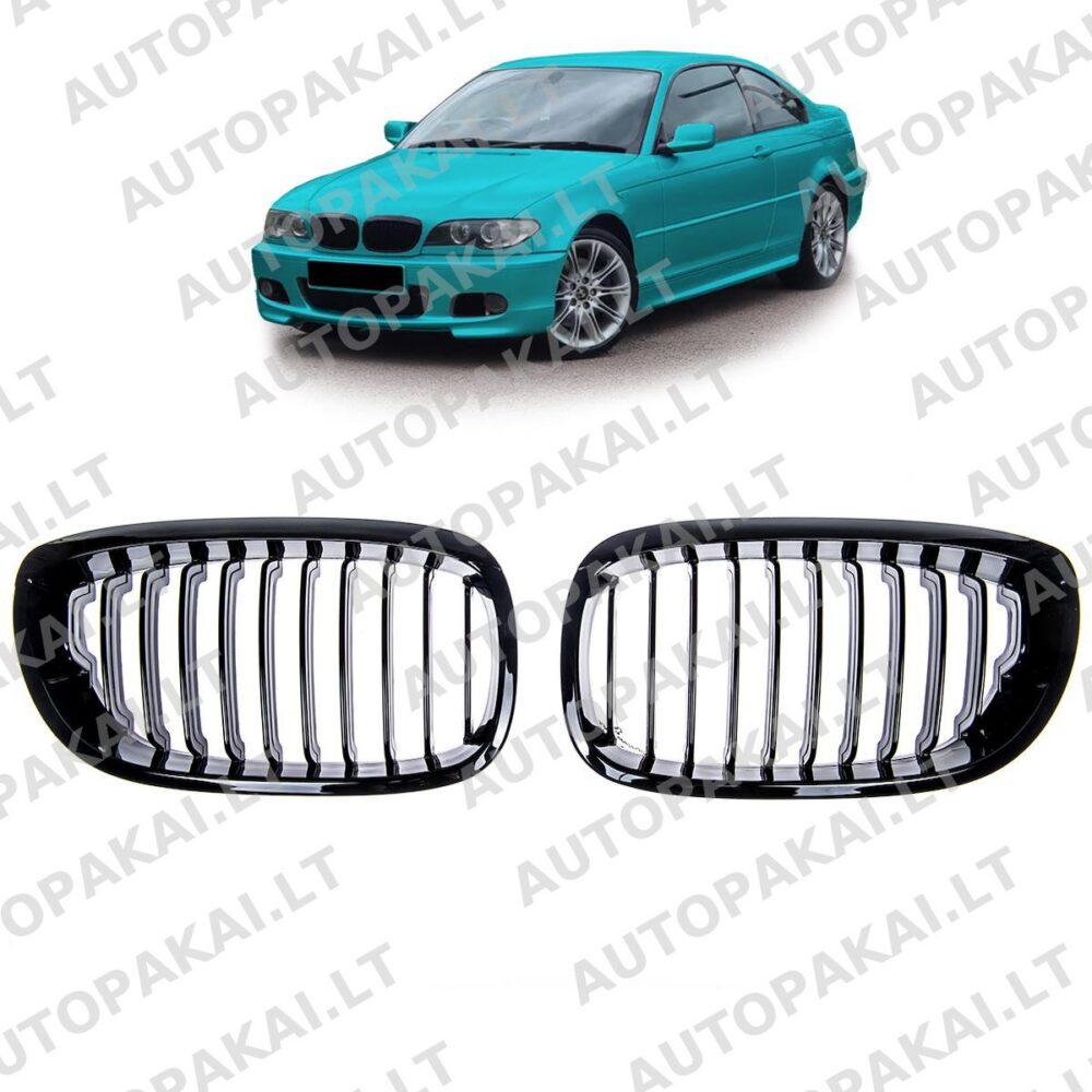 Front Grille Gloss Black suitable for BMW 3 E46 Coupe Cabrio 03-07 Single Line