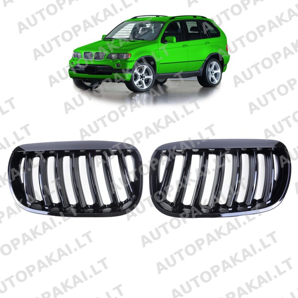 Front Grille Single Line Gloss Black suitable for BMW X5 E53 Facelift 03-06