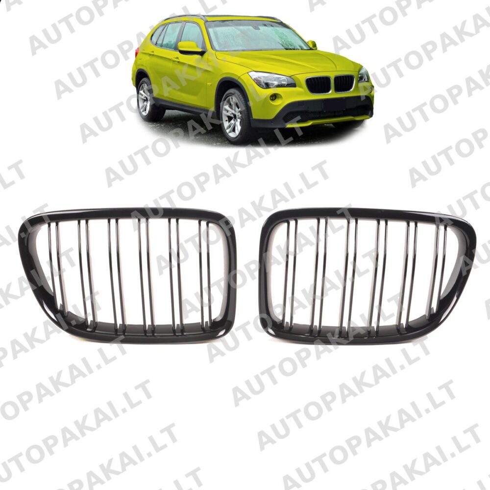 Front Grille Gloss Black suitable for BMW X1 E84 09-15 Dual Line