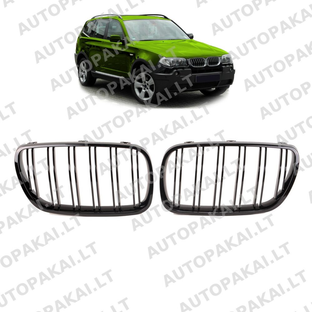 Front Grille Gloss Black suitable for BMW X3 E83 07-11 Dual Line
