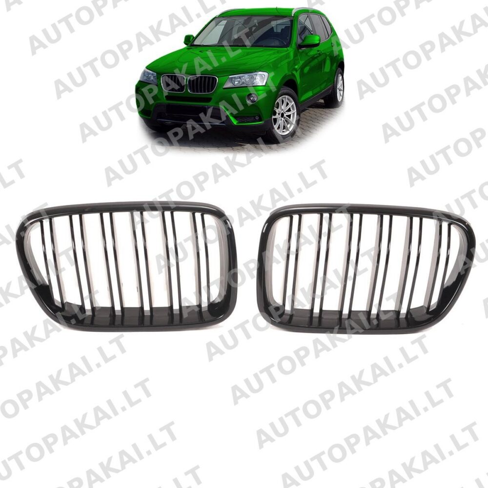 Front Grille Gloss Black suitable for BMW X3 F25 10-14 Dual Line