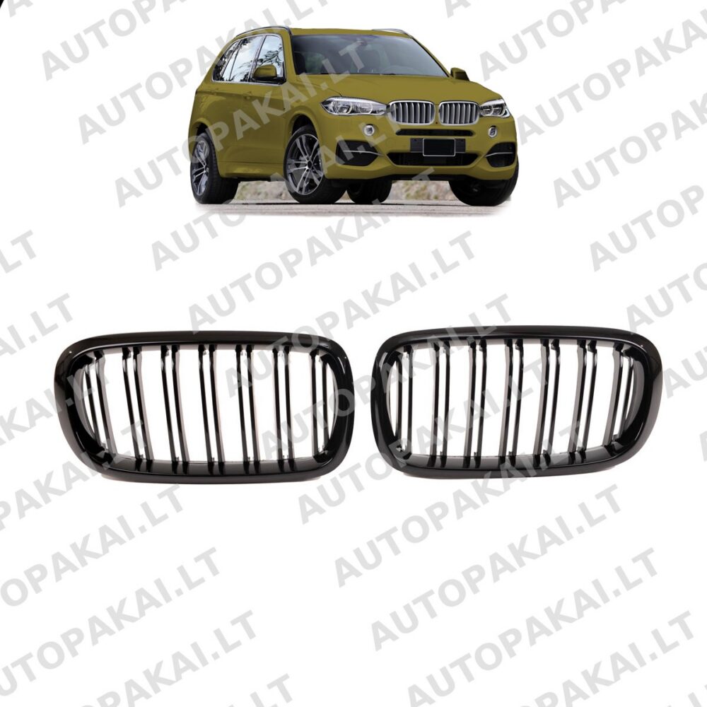 Front Grille Gloss Black suitable for BMW X5 F15,F85 X6 F16, F86 13-18 Dual Line