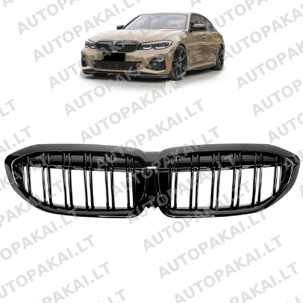 Front Grille Gloss Black fit for BMW 3 G20,G21 Sedan Touring 19-22 Dual Line