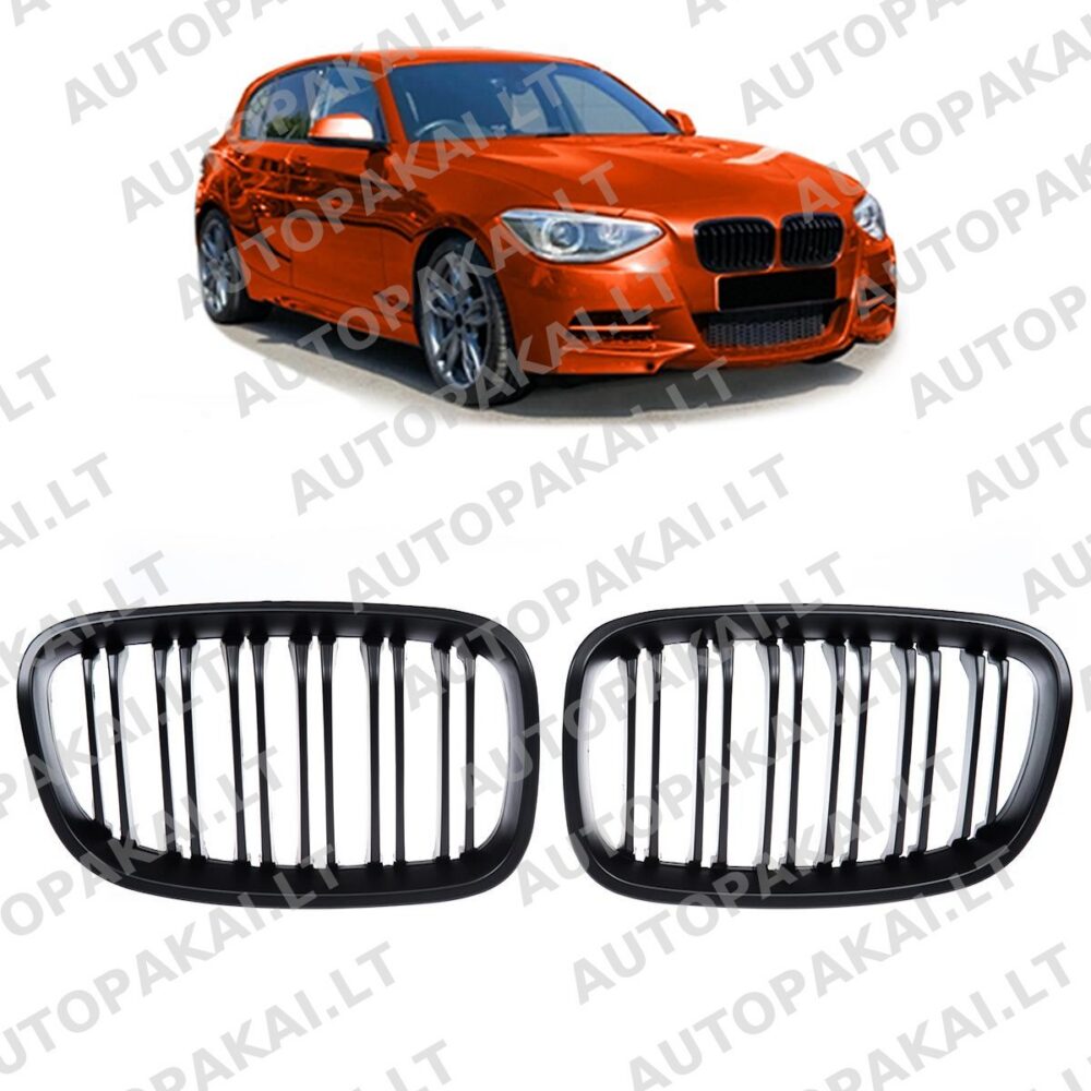 Grille Dual Line Matt Black for BMW 1 (F20,F21) Pre-Facelift 2011-2015