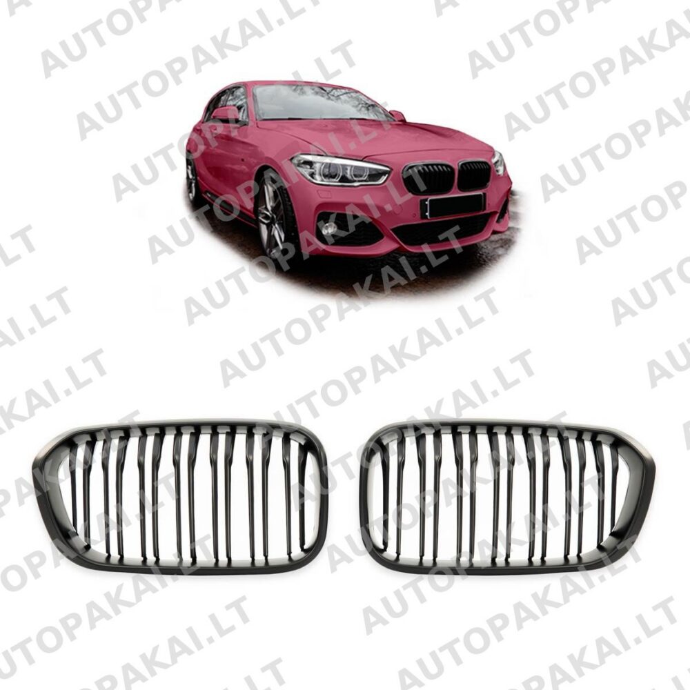 Grille Dual Line Matt Black for BMW 1 (F20,F21) Facelift 2015-2019