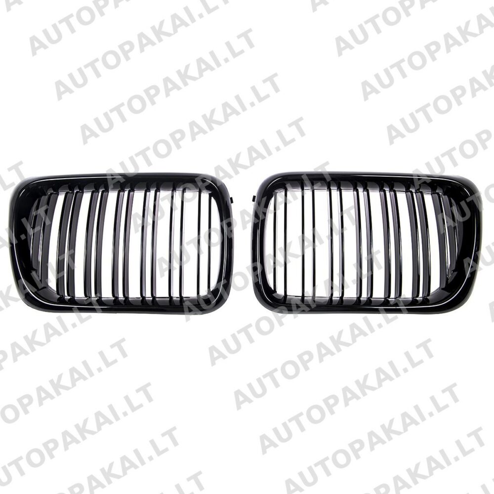 Priekinės grotelės, blizgios juodos, tinkančios BMW 3 E36 visoms kėbulo formoms 96-00 Dual Line