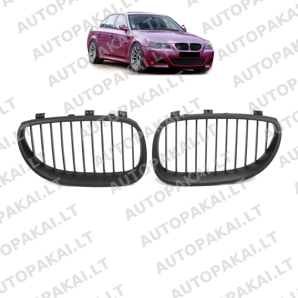 Front Grille Single Line Matt Black fit for BMW 5 E60, E61 Sedan Touring 03-10