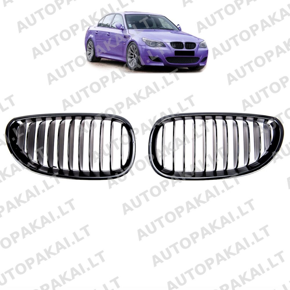 Front Grille Gloss Black fit for BMW 5 E60,E61 Sedan Touring 03-10 Single Line