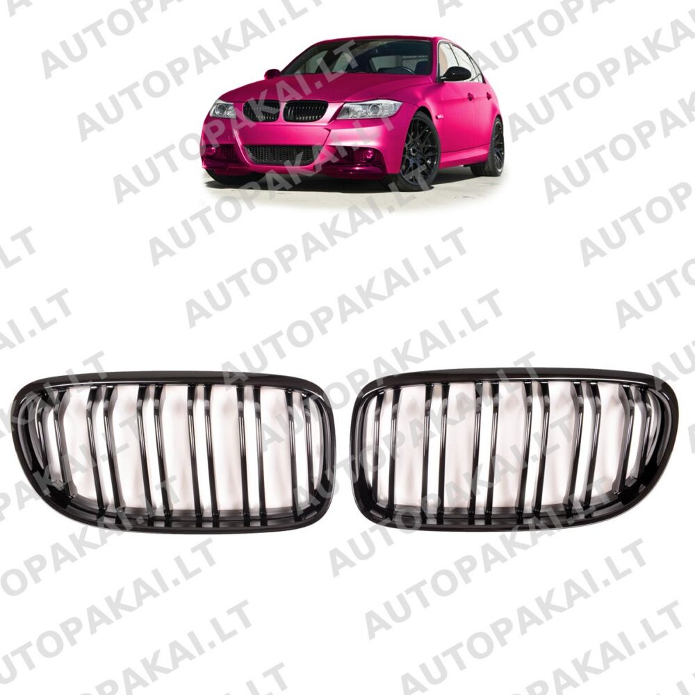 Grille Dual Line Matt Black for BMW 3 (E90,E91) Facelift 2008-2011