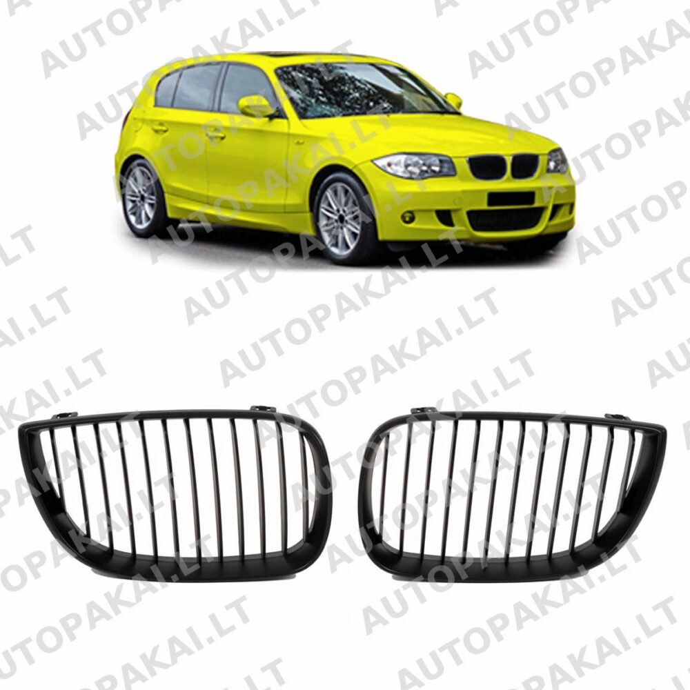 Front Grille Single Line Matt Black suitable for BMW 1 E81, E87 Hatchback 04-12