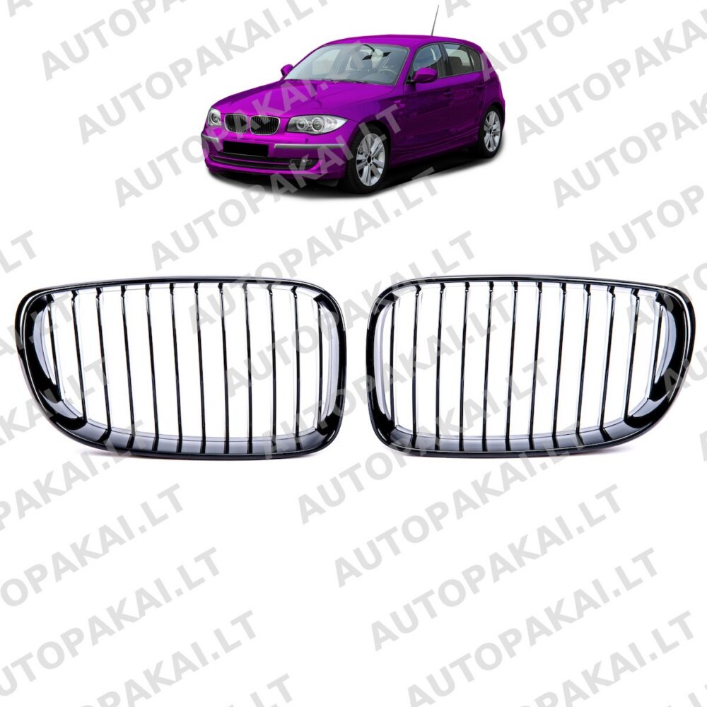 Front Grille Gloss Black suitable for BMW 1 E81, E82, E87, E88 07-12 Single Line