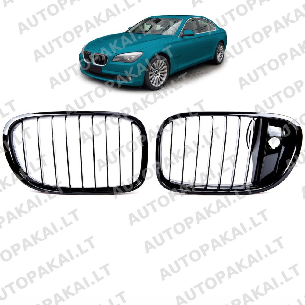 Grotelės su vienos linijos blizgia juoda kamera BMW 7 (F01, F02, F03, F04) 12-16