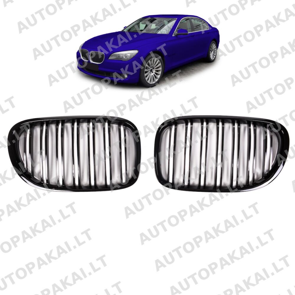 BMW 7 (F01, F02, F03, F04) 2008–2012 m. dvigubos linijos blizgios juodos grotelės
