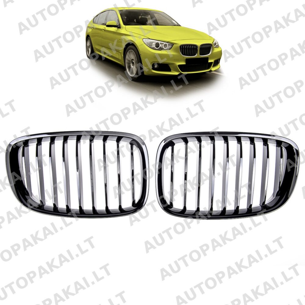 Grille Single Line Gloss Black for BMW 5 (F07) Gran Turismo 2013-2017