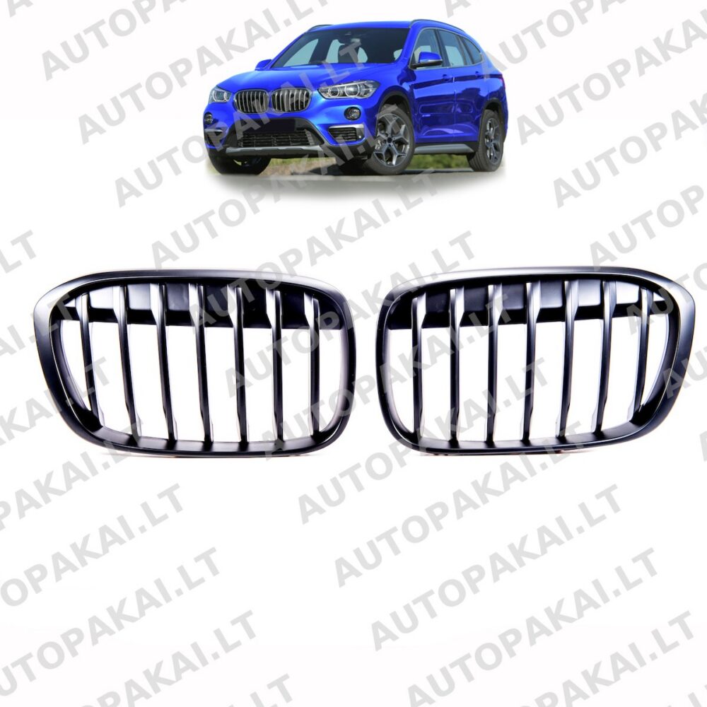 Grille Single Line Matt Black for BMW X1 (F48) Pre-Facelift 2015-2019