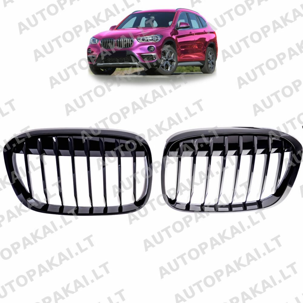 Front Grille Gloss Black suitable for BMW X1 F48 14-19 Single Line