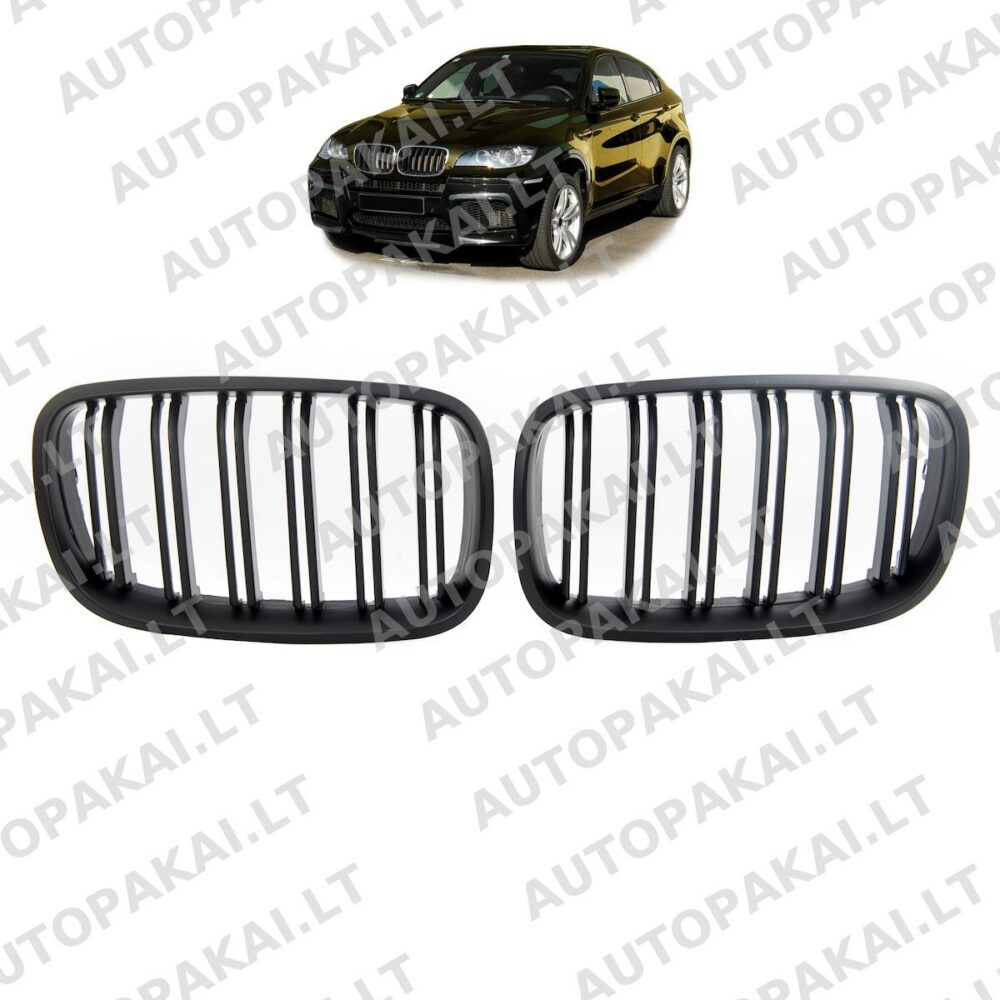 Grille Dual Line Matt Black for BMW X6 (E71, E72) X5 (E70) 2007-2013