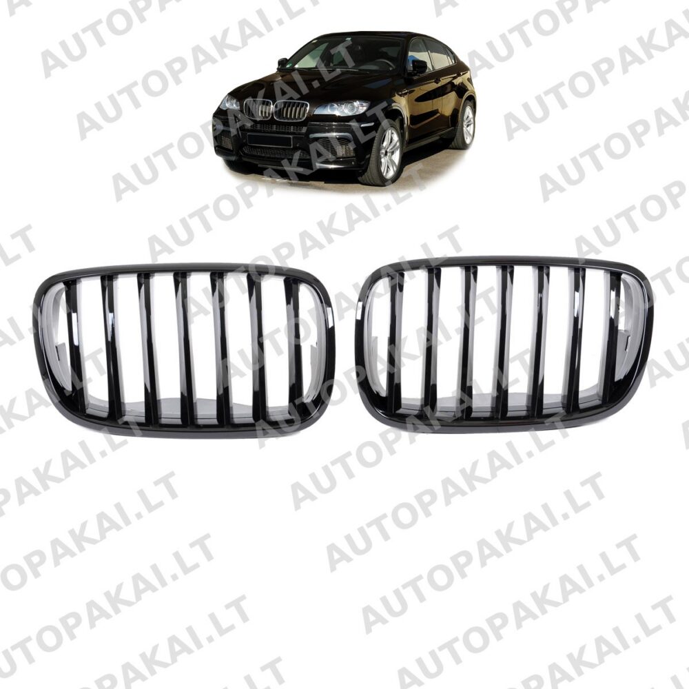 Front Grille Gloss Black suitable for BMW X5 E70 X6 E71 06-13 Single Line