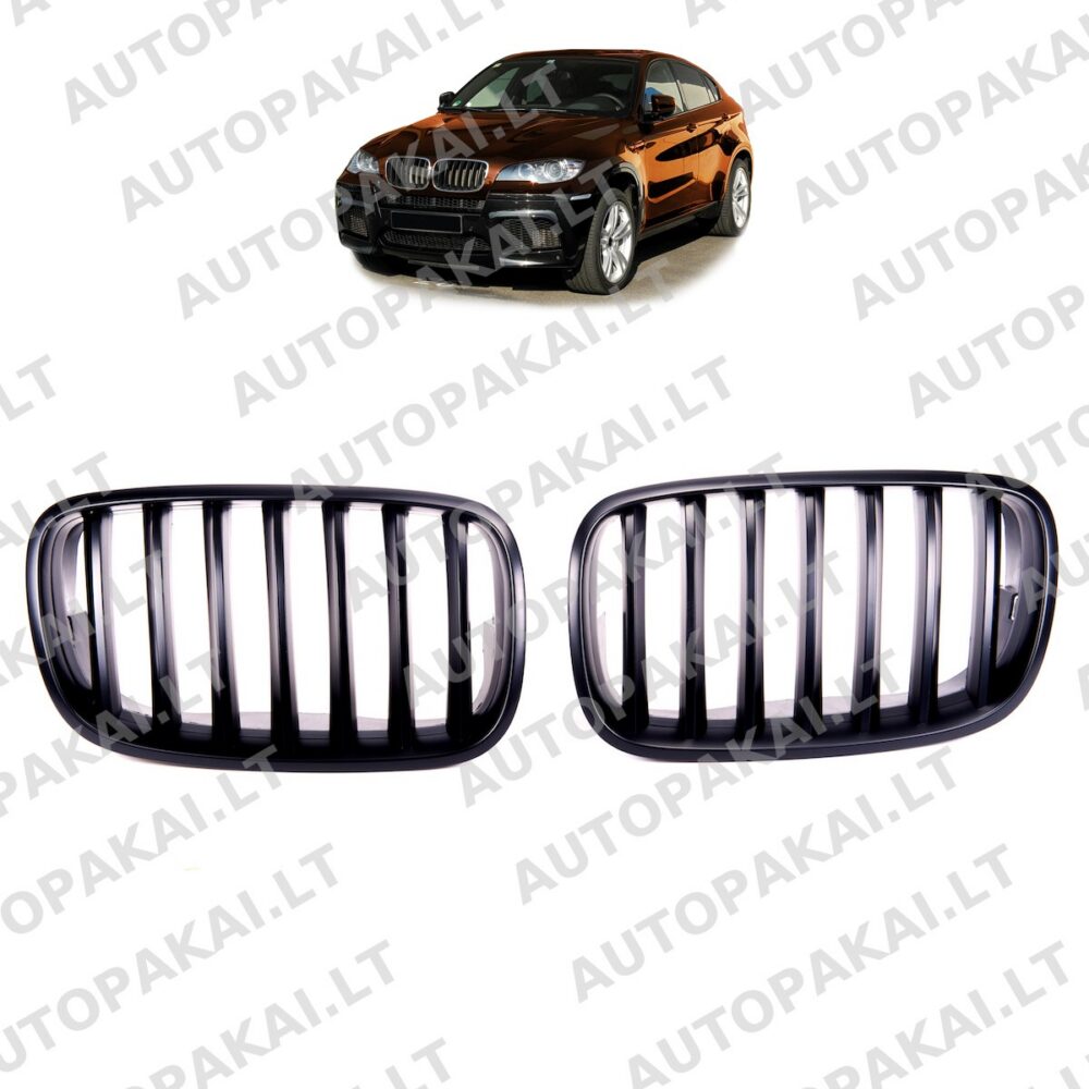 Grille Single Line Matt Black for BMW X6 (E71, E72) X5 (E70) 2007-2013