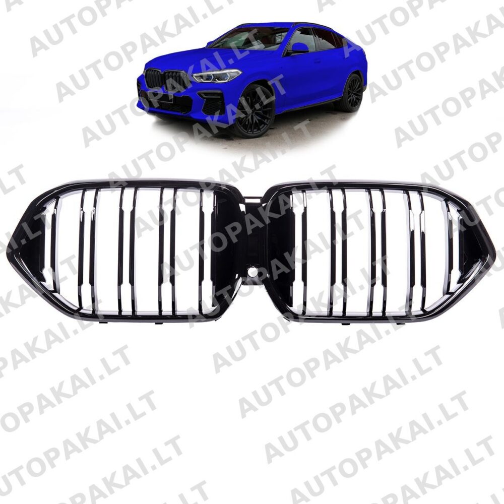 Front Grille Gloss Black suitable for BMW X6 G06, F96 19-On Dual Line