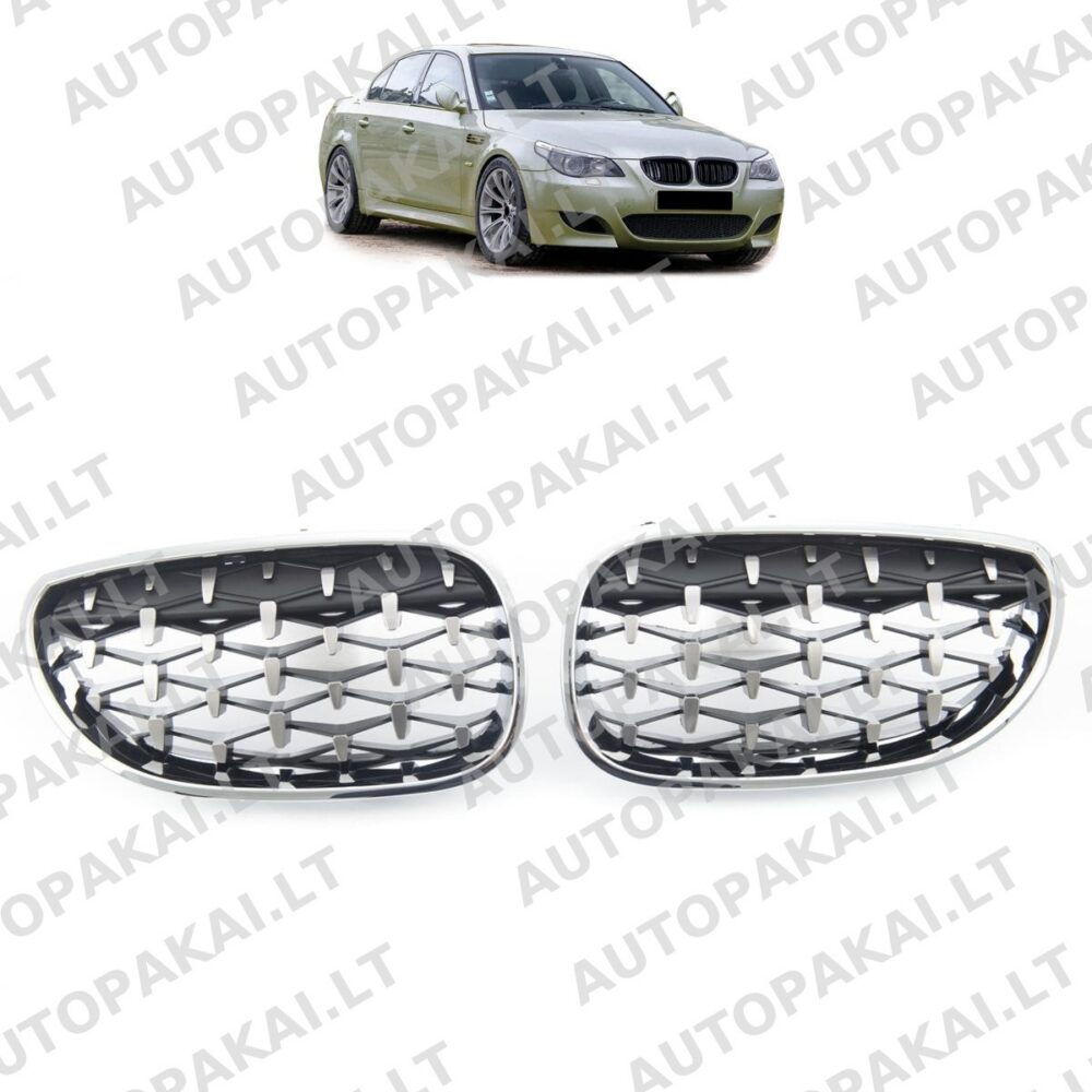 Grille Gloss Black & Chrome for BMW 5 (E60) Sedan (E61) Touring 2003-2010