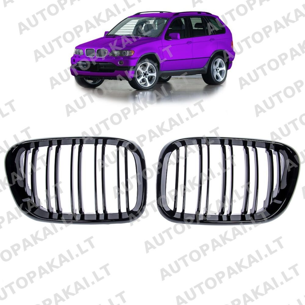 Front Grille Gloss Black suitable for BMW X5 E53 00-03 Dual Line