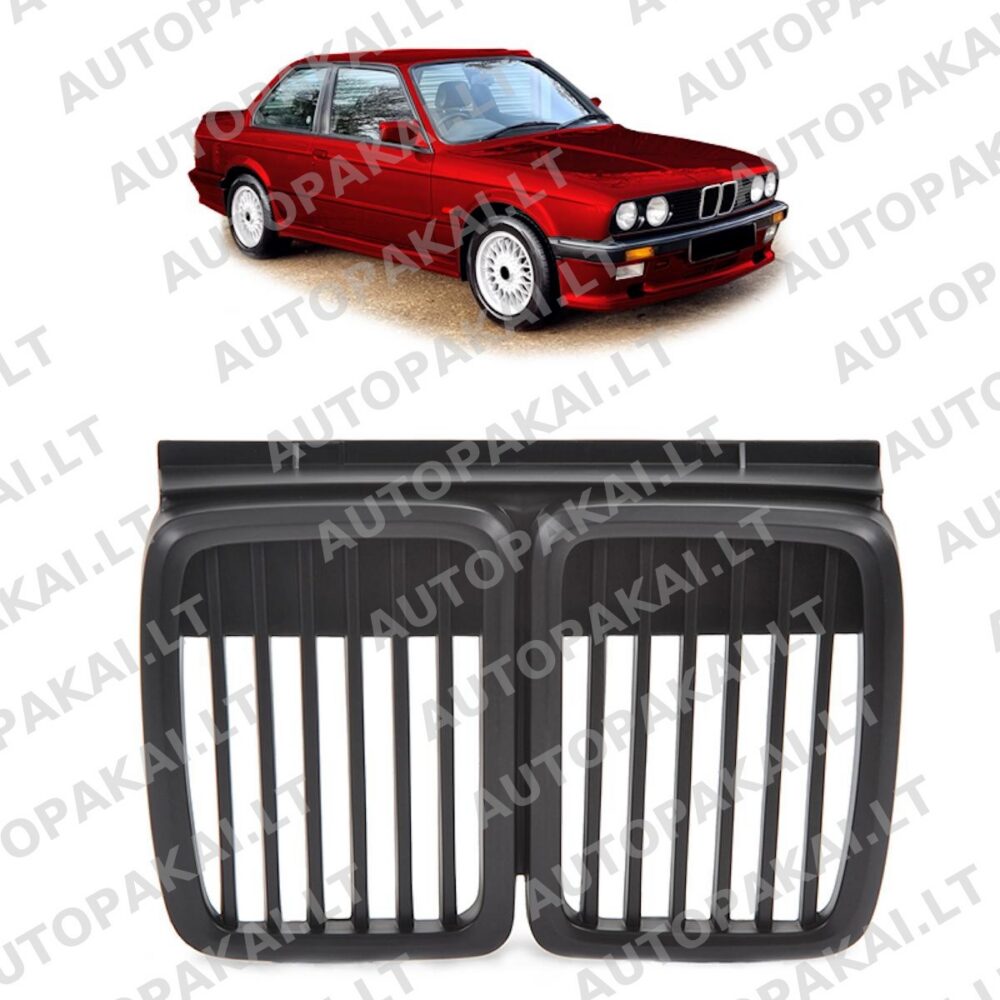 Front Grille Single Line Matt Black suitable for BMW 3 E30 Cabrio 1987-94