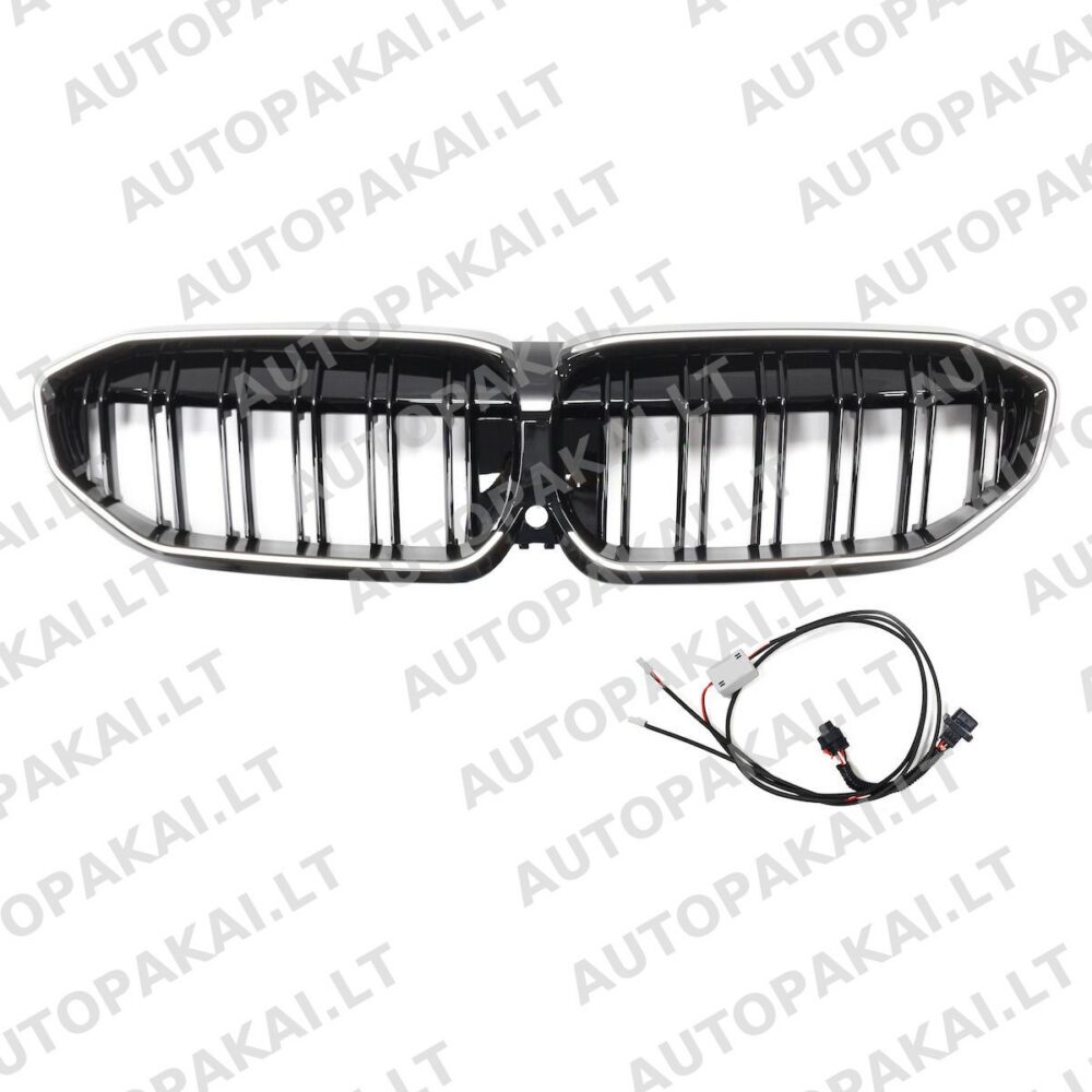 LED Twin Slat Gloss Black Grille suitable for BMW 3 Series G20 19-23