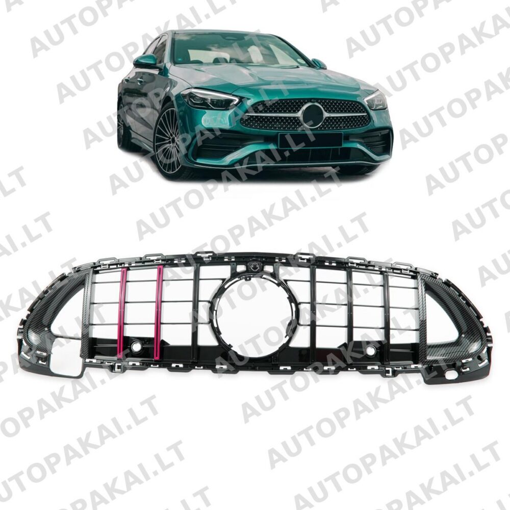 Front Grille Red/Carbon Look GT suitable for MERCEDES C CLASS W206 21- Sport