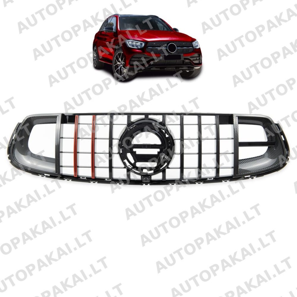 Grille Panamericana GT Carbon Look, Red Stripes MERCEDES GLC X253,C253 19-22