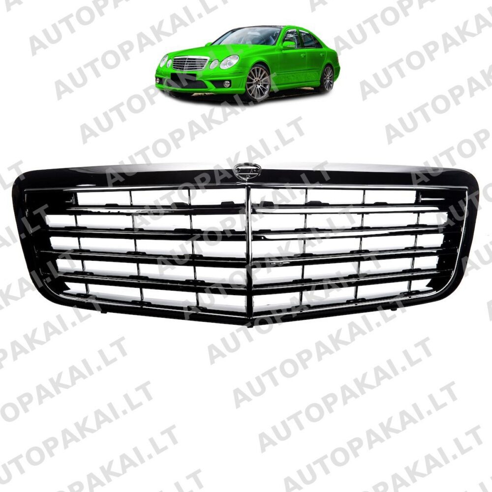 Priekinės grotelės juodos, tinkančios MERCEDES E klasės W211 sedanui ir universalui 06-09