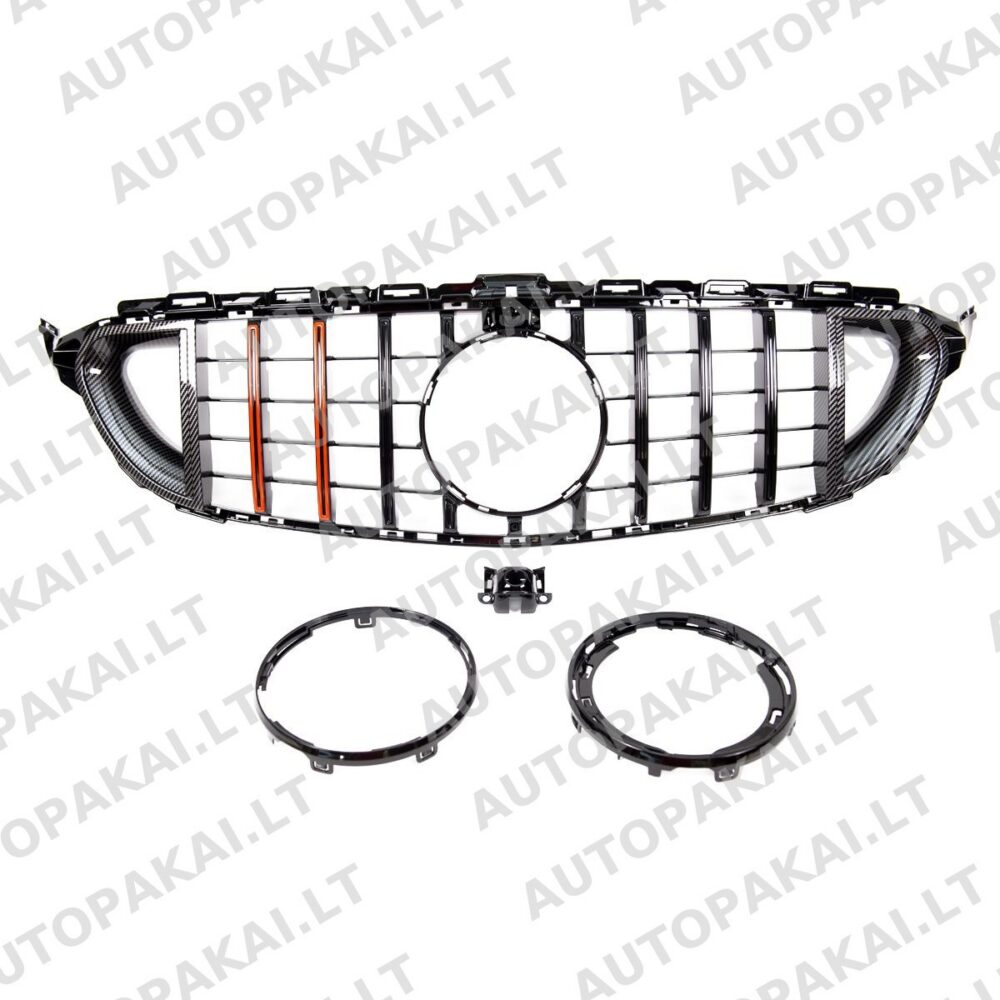 Front Grille Red / Carbon Look GT suitable for MERCEDES C CLASS W205 16-20 Sport